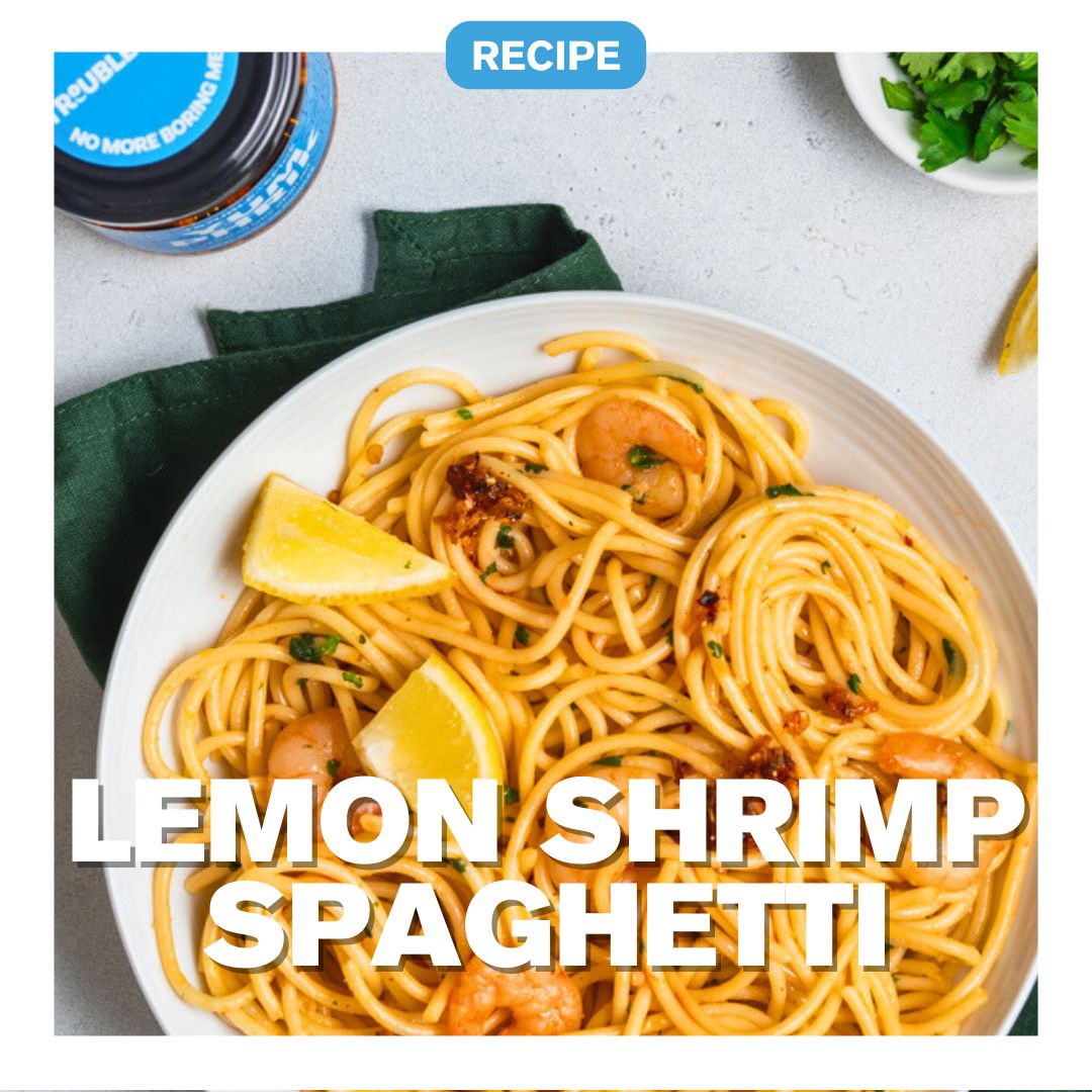 Yum Phrik Lemon Shrimp Spaghetti with Thai Crispy chilli oil - chili olie  from Trouble and Spice